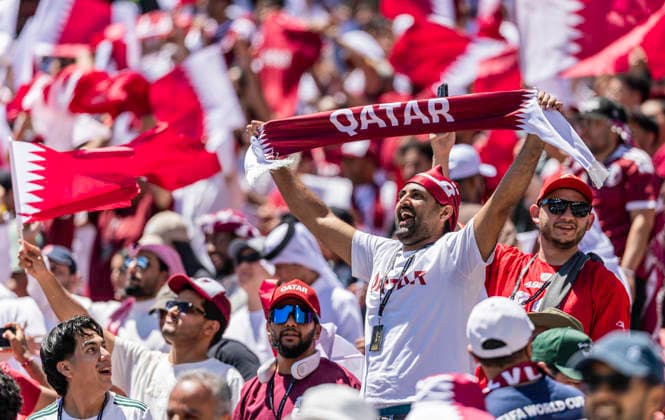 June 13 2026 Qatar fans during the FIFA World Cup, WM, Weltmeisterschaft, Fussball game between Qatar and Switzerland. CSM Santa Clara USA - ZUMAc04_ 20260613_zma_c04_336 Copyright: xThurmanxJamesx