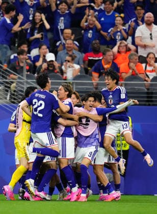 Netherlands v Japan: Group F - FIFA World Cup, WM, Weltmeisterschaft, Fussball 2026 Koki Ogawa of Japan celebrates a goal scored by Daichi Kamada of Japan during the FIFA World Cup 2026 Group F match between Netherlands and Japan at Dallas Stadium on June 14, 2026 in Dallas, Texas. Dallas TX United States  Copyright: xJosexBretonx originalFilename:bretonhernandez-netherla260614_npzcv.jpg