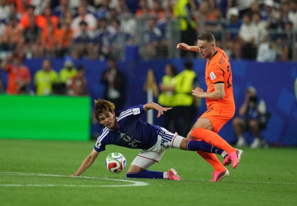 Kaishu Sano Japan controls the ball during Netherlands and Japan, Group F FIFA World Cup 2026, Dallas Stadium, Arlington, United States on June 14, 2026 Thor Wegner DeFodi Images Photo by DeFodi Images