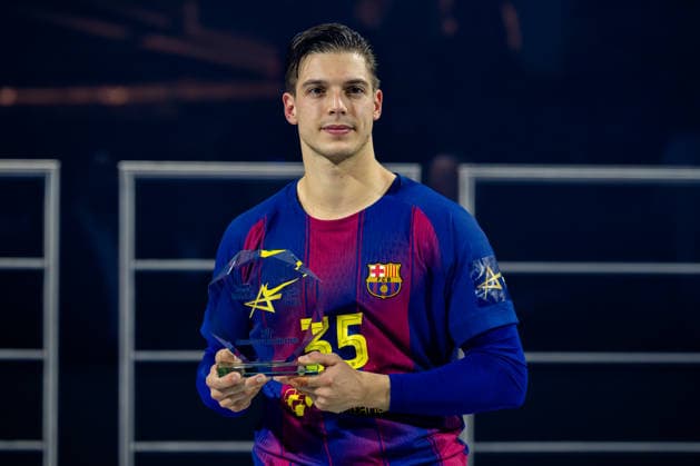 Cologne, 12 05 2026, Handball, Men, EHF Champions League Men 2025 26, Final, FC Barcelona Füchse Berlin MVP Domen Makuc FC Barcelona, 35