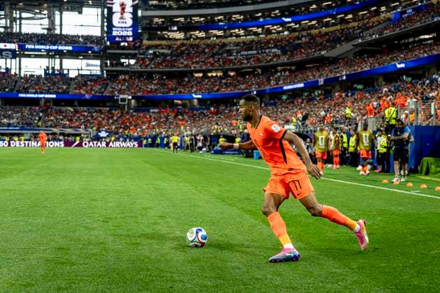 DALLAS Cody Gakpo of the Netherlands during the Netherlands Japan at the 2026 World Cup at AT T Stadium on June 14, 2026 in Dallas United States Photo by Stefan Koops EYE4IMAGES DeFodi Images