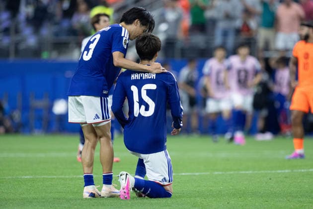 June 14, 2026, Arlington, Texas, USA: Japan midfielder KEITO NAKAMURA (13) and Japan midfielder DAICHI KAMADA (15) react after the 2026 FIFA World Cup, WM, Weltmeisterschaft, Fussball Group F match between the Netherlands and Japan at Dallas Stadium in Arlington, Texas. Arlington USA - ZUMAh193 20260614_zsp_h193_074 Copyright: xDanielxMcGregor-Huyerx