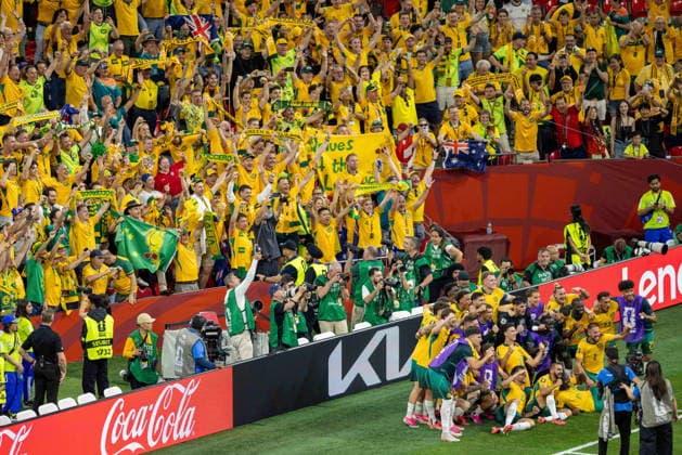 June 14, 2026, Vancouver, Bc, CANADA: Australia s players celebrate with their fans after beating Turkey at a World Cup Group D soccer match, in Vancouver, on Saturday, June 13, 2026. Canada News - June 14, 2026  - ZUMA Jun 20260614_zaf_c35_047 Copyright: xTimothyxMatweyx