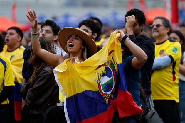 A fan from Ecuador attends Fan Fest in Toronto, Canada, 14 June 2026. Fan Fest in Toronto !ACHTUNG: NUR REDAKTIONELLE NUTZUNG!  Copyright: xBienvenidoxVelascox GR1101 20260615-55020597389_1