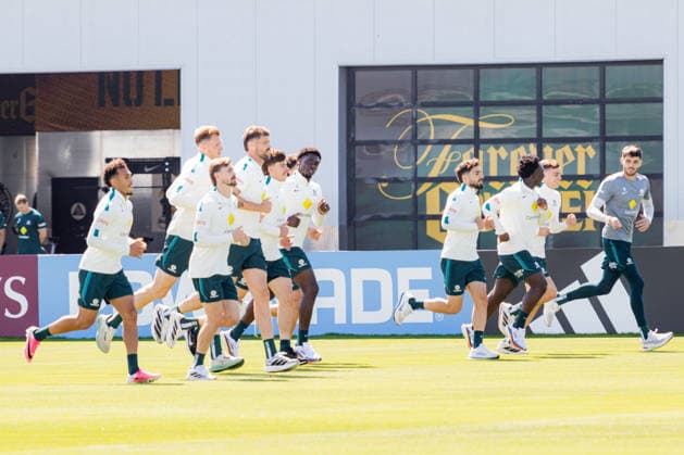 SOCCER AUSTRALIA TRAINING, Socceroos players seen during a training session at the Oakland Roots Sports Club in Alameda, California, United States, Sunday, June 14, 2026. ( NO ARCHIVING Alameda California United States  Copyright: xJasonxHenryx 20260615199592755678