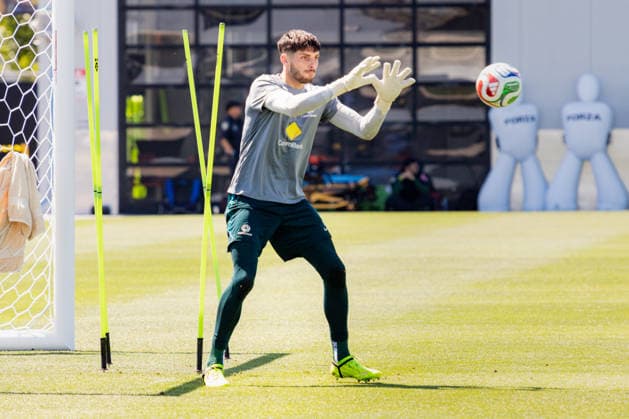 SOCCER AUSTRALIA TRAINING, Socceroos player Patrick Beach seen during a training session at the Oakland Roots Sports Club in Alameda, California, United States, Sunday, June 14, 2026. ( NO ARCHIVING Alameda California United States  Copyright: xJasonxHenryx 20260615176989035089