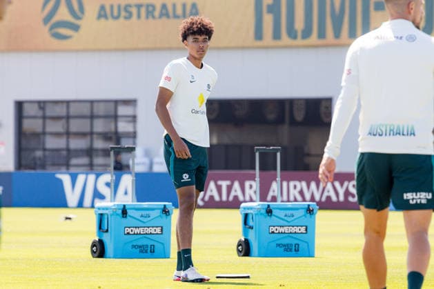 SOCCER AUSTRALIA TRAINING, Socceroos player Lucas Herrington seen during a training session at the Oakland Roots Sports Club in Alameda, California, United States, Sunday, June 14, 2026. ( NO ARCHIVING Alameda California United States  Copyright: xJasonxHenryx 20260615195384135746