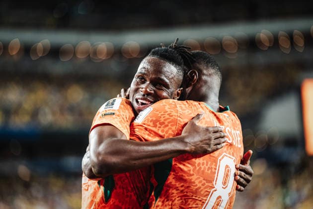 Soccer Men FIFA World Cup 2026 Group E Ivory Coast vs Ecuador 14 06 2026 v l Wilfried Singo 5, Ivory Coast and Franck Kessie 8, Ivory Coast cheer after a goal Philadelphia Philadelphia Stadium Pennsylvania United States of America