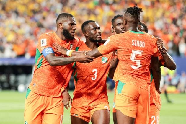 RECORD DATE NOT STATED FIFA World Cup, WM, Weltmeisterschaft, Fussball 2026 - Group E - Ivory Coast v Ecuador Players of Ivory Coast celebrate Diallo s goal during the match between Ivory Coast and Ecuador in the first round of Group E of the 2026 FIFA World Cup group stage at Philadelphia Stadium, in Philadelphia, United States, on Sunday, June 14, 2026.(Foto: Vanessa Carvalho Brazil Photo Press IMAGO) Sports %G Copyright: xVanessaxCarvalhox