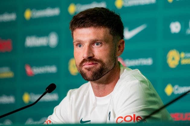 SOCCER AUSTRALIA TRAINING, Socceroos player Cameron Burgess during a press conference, PK, Pressekonferenz at the Oakland Roots Sports Club in Alameda, California, United States, Sunday, June 14, 2026. ( NO ARCHIVING Alameda California United States  Copyright: xJasonxHenryx 20260615188933867054