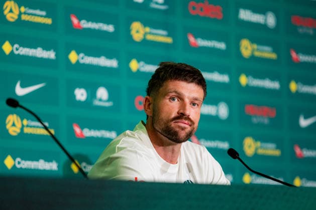 SOCCER AUSTRALIA TRAINING, Socceroos player Cameron Burgess during a press conference, PK, Pressekonferenz at the Oakland Roots Sports Club in Alameda, California, United States, Sunday, June 14, 2026. ( NO ARCHIVING Alameda California United States  Copyright: xJasonxHenryx 20260615199914515197