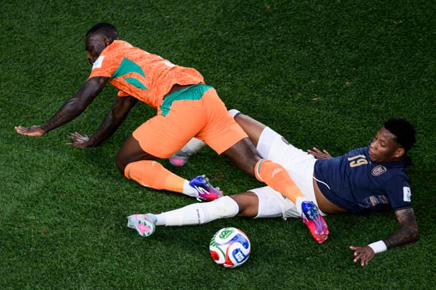 Cote d Ivoire v Ecuador - FIFA World Cup, WM, Weltmeisterschaft, Fussball 2026 Ghislain Konan of Cote d Ivoire competes for the ball with Gonzalo Plata of Ecuador with during the FIFA World Cup 2026 Group E football match between Cote d Ivoire and Ecuador. Philadelphia United States Copyright: xNicolòxCampox