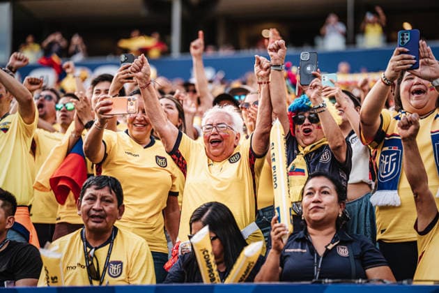 Fußball Herren FIFA Fußball-Weltmeisterschaft 2026 Gruppe E Elfenbeinküste vs. Ecuador 14.06.2026 Fans von Ecuador feiern Philadelphia Philadelphia Stadion Pennsylvania United States of America *** Soccer Men FIFA World Cup 2026 Group E Ivory Coast vs Ecuador 14 06 2026 Fans of Ecuador celebrate Philadelphia Philadelphia Stadium Pennsylvania United States of America