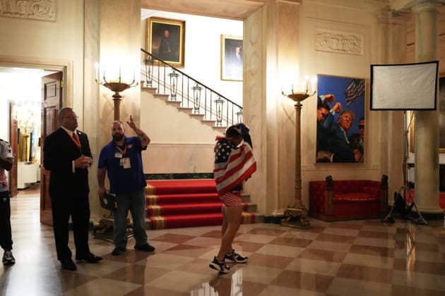 UFC Freedom 250 Mauricio Ruffy (C) waits in the White House before his fight with Michael Chandler in a lightweight bout during UFC Freedom 250 on the South Lawn of the White House, in Washington, DC, USA, 14 June 2026. Washington, DC DC USA  Copyright: xJacquelynxMartinx xPOOLx