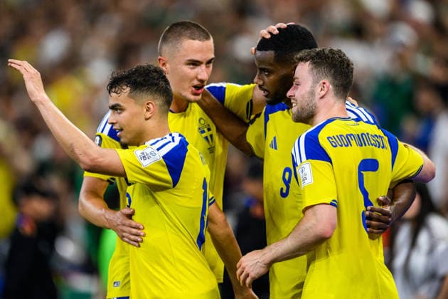 260614 Alexander Isak of Sweden celebrate with Yasin Ayari, Gustaf Lagerbielke and Gabriel Gudmundsson after scoring 2 0 during the FIFA World Cup 2026 football match between Sweden and Tunisia on June 14, 2026 in Monterrey Photo Petter Arvidson BILDBYRAN kod PA PA1234 bbeng fotboll football soccer fotball vm fotbolls vm fotball vm fotbolls vm 2026 fifa world cup 2026 sverige sweden sverige a tunisien tunisia bbauto jubel  Copyright: PETTERxARVIDSON BB260614PA180