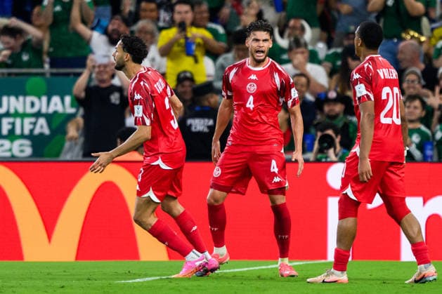 260614 Omar Rekik of Tunisia celebrates after scoring 2 1 during the FIFA World Cup 2026 football match between Sweden and Tunisia on June 14, 2026 in Monterrey Photo Petter Arvidson BILDBYRAN kod PA PA1234 bbeng fotboll football soccer fotball vm fotbolls vm fotballs vm fotbolls vm 2026 fifa world cup 2026 sverige sweden sverige a tunisien tunisia bbauto jubel  Copyright: PETTERxARVIDSON BB260614PA191