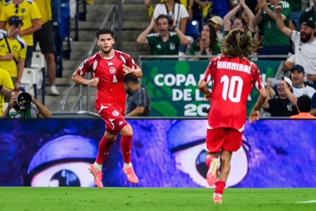 260614 Omar Rekik of Tunisia celebrates after scoring 2 1 during the FIFA World Cup 2026 football match between Sweden and Tunisia on June 14, 2026 in Monterrey Photo Petter Arvidson BILDBYRAN kod PA PA1234 bbeng fotboll football soccer fotball vm fotbolls vm fotballs vm fotbolls vm 2026 fifa world cup 2026 sverige sweden sverige a tunisien tunisia bbauto jubel  Copyright: PETTERxARVIDSON BB260614PA192