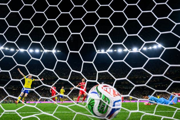 260614 Alexander Bernhardsson of Sweden after 2 0 scored by Alexander Isak not pictured during the FIFA World Cup 2026 football match between Sweden and Tunisia on June 14, 2026 in Monterrey Photo Joel Marklund BILDBYRAN kod JM PA1234 bbeng fotboll football soccer fotball vm fotbolls vm fotballs vm fotbolls vm 2026 fifa world cup 2026 sverige sweden sverige a tunisien tunisia jubel  Copyright: JOELxMARKLUND BB260614JM160