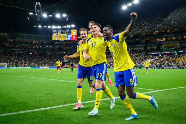 260614 Benjamin Nygren, Alexander Bernhardsson, Viktor Gyökeres and Alexander Isak of Sweden celebrate after 3-1 during the FIFA World Cup, WM, Weltmeisterschaft, Fussball 2026 football match between Sweden and Tunisia on June 14, 2026 in Monterrey. Photo: Joel Marklund BILDBYRAN kod JM PA1234 bbeng fotboll football soccer fotball vm fotbolls-vm fotball-vm fotbolls-vm 2026 fifa world cup 2026 sverige sweden sverige a tunisien tunisia jubel *** 260614 Benjamin Nygren, Alexander Bernhardsson, Viktor Gyökeres and Alexander Isak of Sweden celebrate after 3 1 during the FIFA World Cup 2026 football match between Sweden and Tunisia on June 14, 2026 in Monterrey Photo Joel Marklund BILDBYRAN kod JM PA1234 bbeng fotboll football soccer fotball vm fotbolls vm fotball vm fotbolls vm 2026 fifa world cup 2026 sverige sweden sverige a tunisien tunisia jubel  Copyright: JOELxMARKLUND BB260614JM173