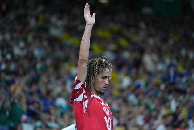 Sweden v Tunisia - FIFA World Cup, WM, Weltmeisterschaft, Fussball 2026 - Group F MONTERREY, MEXICO - JUNE 14: Hannibal Mejbri (10) of Tunisia uses a freekick during the 2026 FIFA World Cup First Stage Group F match between Sweden and Tunisia at Estadio BBVA (Monterrey Stadium) in Monterrey, Mexico on June 14, 2026. Juancho Torres Anadolu Monterrey Mexico. Editorial use only. Please get in touch for any other usage.  Copyright: x2026xAnadoluxJuanchoxTorresx