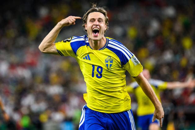 260614 Mattias Svanberg of Sweden celebrates after scoring 4 1 during the FIFA World Cup 2026 football match between Sweden and Tunisia on June 14, 2026 in Monterrey Photo Joel Marklund BILDBYRAN kod JM PA1234 bbeng fotboll football soccer fotball vm fotbolls vm fotballs vm fotbolls vm 2026 fifa world cup 2026 sverige sweden sverige a tunisien tunisia jubel  Copyright: JOELxMARKLUND BB260614JM188