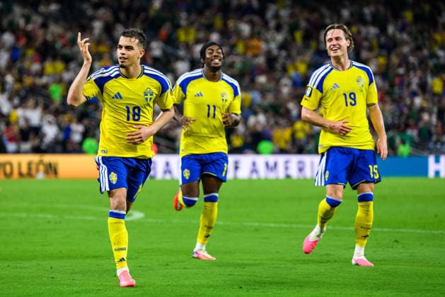 260614 Yasin Ayari of Sweden celebrates after scoring 5 1 during the FIFA World Cup 2026 football match between Sweden and Tunisia on June 14, 2026 in Monterrey Photo Petter Arvidson BILDBYRAN kod PA PA1234 bbeng fotboll football soccer fotball vm fotbolls vm fotball vm fotbolls vm 2026 fifa world cup 2026 sverige sweden sverige a tunisien tunisia bbauto jubel  Copyright: PETTERxARVIDSON BB260614PA252