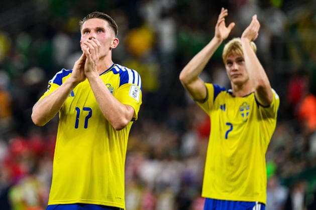 260614 Viktor Gyökeres and Lucas Bergvall of Sweden celebrate after the FIFA World Cup 2026 football match between Sweden and Tunisia on June 14, 2026 in Monterrey Photo Joel Marklund BILDBYRAN code JM PA1234 bbeng fotboll football soccer fotball vm fotbolls vm fotballs vm fotbolls vm 2026 fifa world cup 2026 sverige sweden sverige a tunisien tunisia jubel  Copyright: JOELxMARKLUND BB260614JM204