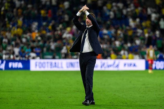 260614 Head coach Graham Potter of Sweden celebrates after the FIFA World Cup 2026 football match between Sweden and Tunisia on June 14, 2026 in Monterrey Photo Joel Marklund BILDBYRAN kod JM PA1234 bbeng fotboll football soccer fotball vm fotbolls vm fotbolls vm fotbolls vm 2026 fifa world cup 2026 sverige sweden sverige a tunisien tunisia jubel  Copyright: JOELxMARKLUND BB260614JM206