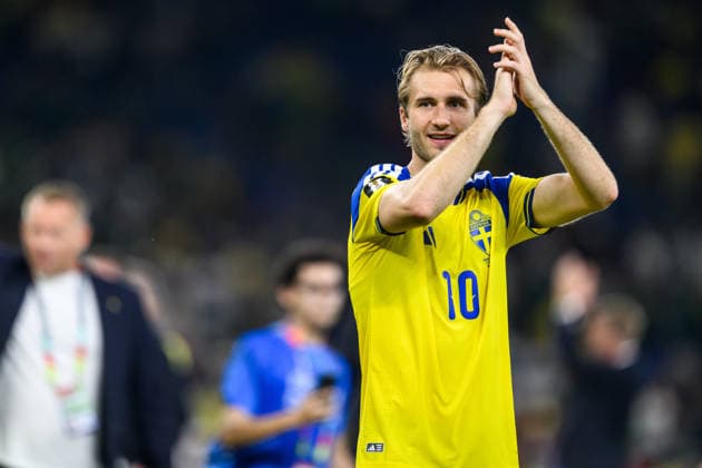 260614 Benjamin Nygren of Sweden celebrates after the FIFA World Cup 2026 football match between Sweden and Tunisia on June 14, 2026 in Monterrey Photo Petter Arvidson BILDBYRAN code PA PA1234 bbeng fotboll football soccer fotball vm fotbolls vm fotball vm fotbolls vm 2026 fifa world cup 2026 sverige sweden sverige a tunisien tunisia bbauto jubel  Copyright: PETTERxARVIDSON BB260614PA261
