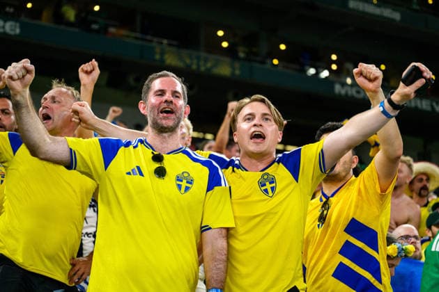 260614 Fans of Sweden celebrate after the FIFA World Cup, WM, Weltmeisterschaft, Fussball 2026 football match between Sweden and Tunisia on June 14, 2026 in Monterrey. Photo: Petter Arvidson BILDBYRAN kod PA PA1234 bbeng fotboll football soccer fotball vm fotbolls-vm fotball-vm fotbolls-vm 2026 fifa world cup 2026 sverige sweden sverige a tunisien tunisia jubel publik *** 260614 Fans of Sweden celebrate after the FIFA World Cup 2026 football match between Sweden and Tunisia on June 14, 2026 in Monterrey Photo Petter Arvidson BILDBYRAN code PA PA1234 bbeng fotboll football soccer fotball vm fotbolls vm fotball vm fotbolls vm 2026 fifa world cup 2026 sverige sweden sverige a tunisien tunisia jubel publik  Copyright: PETTERxARVIDSON BB260614PA263