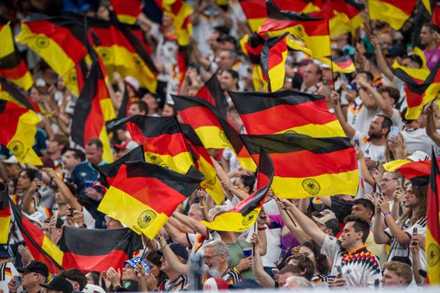 June 14, 2026: Germany fans wave flags prior to a FIFA World Cup, WM, Weltmeisterschaft, Fussball Group E match between Germany and Curacao in Houston, TX. .. CSM - ZUMAc04_ 20241123_zma_c04_1238 Copyright: xTraskxSmithx