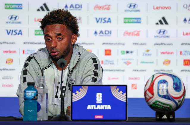 (260615) -- ATLANTA, June 15, 2026 -- Ryan Mendes of Cape Verde attends a press conference, PK, Pressekonferenz ahead of Group H match between Spain and Cape Verde at the FIFA World Cup, WM, Weltmeisterschaft, Fussball 2026 at Atlanta Stadium in Atlanta, the United States, June 14, 2026. ) (SP)U.S.-ATLANTA-FOOTBALL-FIFA WORLD CUP-PRESS CONFERENCE-CAPE VERDE WangxKaiyan 