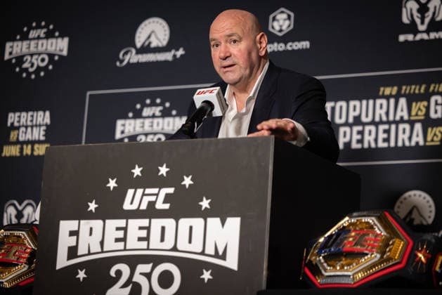 UFC Freedom 250 Post-Fight press conference, PK, Pressekonferenz WASHINGTON, DC - JUNE 15: Dana White speaks during a press conference with fight winners following UFC Freedom 250 at the JW Marriott in Washington, DC on June 15, 2026. Nathan Posner Anadolu Washington United States. Editorial use only. Please get in touch for any other usage.  Copyright: x2026xAnadoluxNathanxPosnerx