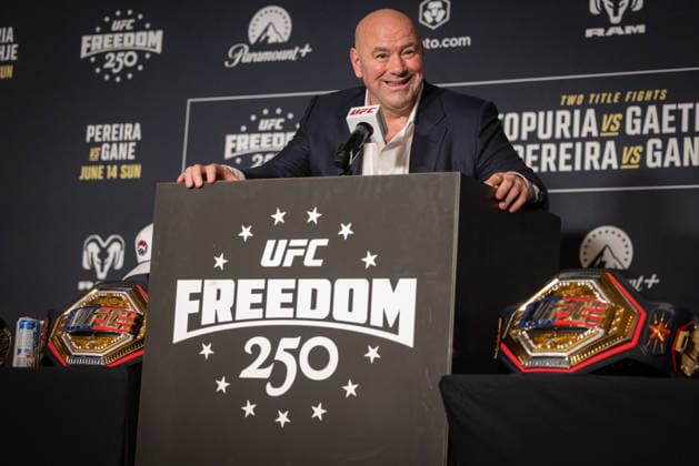 UFC Freedom 250 Post-Fight press conference, PK, Pressekonferenz WASHINGTON, DC - JUNE 15: Dana White speaks during a press conference with fight winners following UFC Freedom 250 at the JW Marriott in Washington, DC on June 15, 2026. Nathan Posner Anadolu Washington United States. Editorial use only. Please get in touch for any other usage.  Copyright: x2026xAnadoluxNathanxPosnerx
