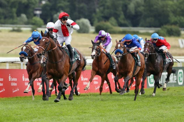 14 06 2026, Koeln, Nordrhein Westfalen, GER Englishman with Enzo Crublet wins the 191 Union race Galopprennbahn Koeln Weidenpesch horse, jockey, Englishman, Crublet, victory, finish, finish 260614SG792KOELN JPG