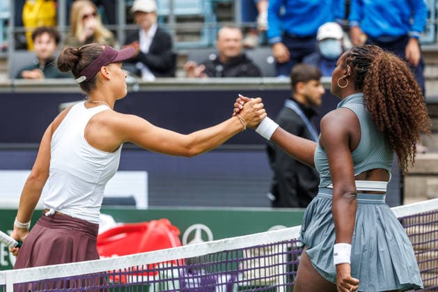 Berlin, 15 06 26, Tennis VANDA Pharmaceuticals BERLIN TENNIS OPEN 2026 at Steffi Graf Stadium Women, Singles, T J Brockmann GER vs 11 A Parks USA Tessa Johanna Brockmann Germany says goodbye to Alysia Parks VANDA Pharmaceuticals BERLIN TENNIS OPEN 2026