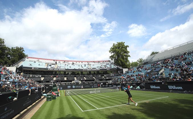 Sports venue Center Court Steffi Graf Stadium overview, an additional grandstand on the top right Sports VANDA Pharmaceuticals Berlin Tennis Open Women 15 06 2026