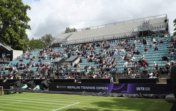 Sports venue Center Court Steffi Graf Stadium Overview, one additional grandstand above Sports VANDA Pharmaceuticals Berlin Tennis Open Women 15 06 2026