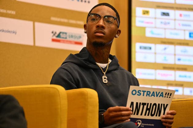 American sprinter Jordan Anthony speaks during the press conference, PK, Pressekonferenz prior to the Golden Spike Ostrava 2026 - World Athletics Continental Tour Gold, in Ostrava, Czech Republic, June 15, 2026. (CTKxPhoto JaroslavxOzana) CTKPhotoP2026061505767  CTKPhotoP2026061505767
