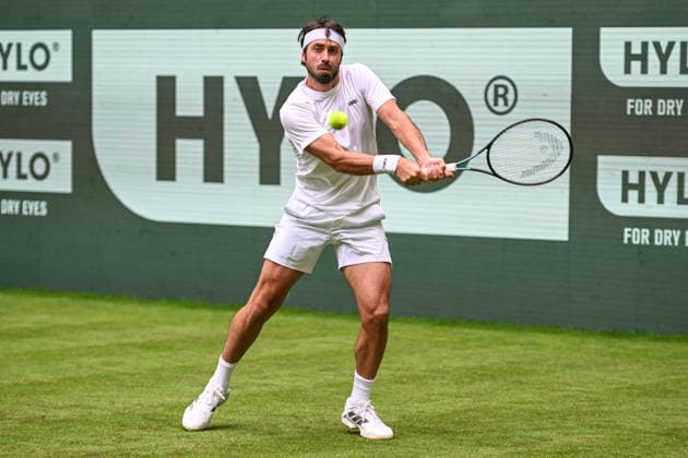 Nikoloz Basilashvili GEO June 15, 2026 ¢ Tennis ¢ TERRA WORTMANN OPEN ¢ ATP 500, Heristo Arena, Westfalenhalle, TERRA WORTMANN OPEN, North Rhine-Westphalia, Germany,detected_source_language Copyright: xpepphotox xHorstxMauelshagenx pep00321, pep_20260615_hm_372889