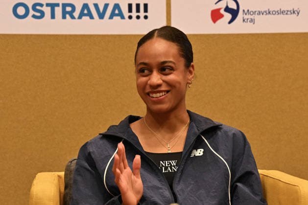 Czech sprinter Lourdes Gloria Manuel speaks during the press conference, PK, Pressekonferenz prior to the Golden Spike Ostrava 2026 - World Athletics Continental Tour Gold, in Ostrava, Czech Republic, June 15, 2026. (CTKxPhoto JaroslavxOzana) CTKPhotoP2026061506229  CTKPhotoP2026061506229