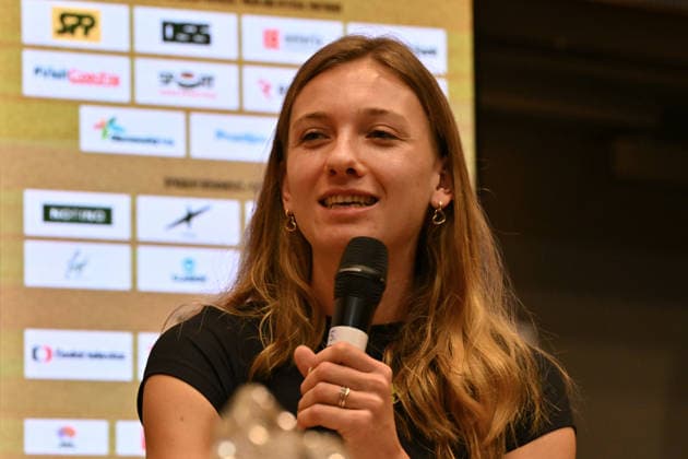 Dutch track and field athlete Femke Bol speaks during the press conference, PK, Pressekonferenz prior to the Golden Spike Ostrava 2026 - World Athletics Continental Tour Gold, in Ostrava, Czech Republic, June 15, 2026. (CTKxPhoto JaroslavxOzana) CTKPhotoP2026061506465  CTKPhotoP2026061506465