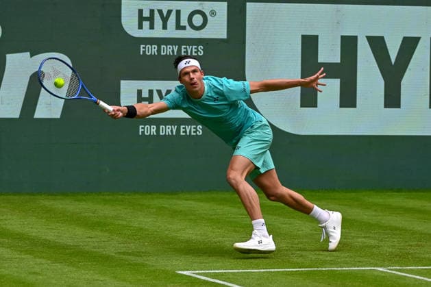 Daniel Altmaier (GER) reaches for the ball TERRA WORTMANN Open 2026, Tennis, ATP, Mens 500, Tournament, Main Draw, June 15, 2026, TERRA WORTMANN Open 2026, Tennis, ATP, Mens 500, Tournament, Main Draw, June 15, 2026, Indoor,detected_source_language Copyright: xEibner-Pressefoto RobertxGertzenx EP_RGN