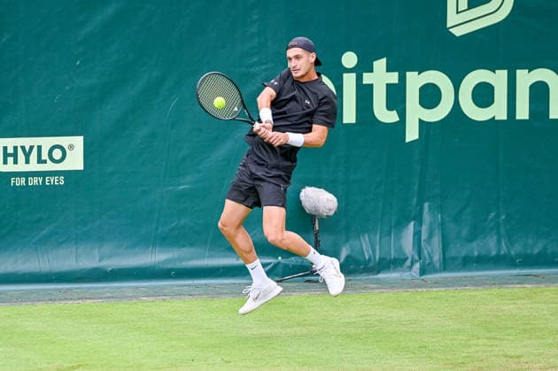Terence Atmane (FRA) hits a forehand shot at the TERRA WORTMANN Open 2026, Tennis, ATP, Mens 500, Tournament, Main Draw, June 15, 2026, TERRA WORTMANN Open 2026, Tennis, ATP, Mens 500, Tournament, Main Draw, June 15, 2026, Indoor,detected_source_language Copyright: xEibner-Pressefoto RobertxGertzenx EP_RGN