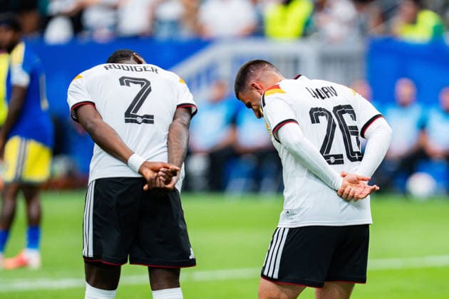 2026 FIFA World Cup, Group E, Match 1, Germany vs. Curaçao, June 14, 2026, at NRG Stadium in Houston, Texas Antonio Rüdiger Germany Leon Goretzka Germany Joshua Kimmich Germany Nico Schlotterbeck Germany Leroy Sané Germany Deniz Undav Germany Antonio Rüdiger Germany Aleksandar Pavlovic Germany celebrating the 6-1 goal scored by Deniz Undav Germany,detected_source_language Copyright: xBahhoxKarax