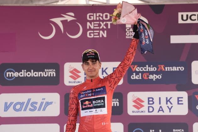 Italy s Davide Donati of Red Bull - Bora - Hansgrohe Rookies stage winner red jersey during Stage 2 of the Giro Next Generation from Tropea to Crotone Italy, June 15, 2026  Copyright: xMassimoxPaolone LaPressex