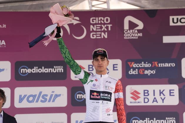Italy s Davide Donati of Red Bull - Bora - Hansgrohe Rookies stage winner tricolor jersey during Stage 2 of the Giro Next Generation from Tropea to Crotone Italy, June 15, 2026  Copyright: xMassimoxPaolone LaPressex