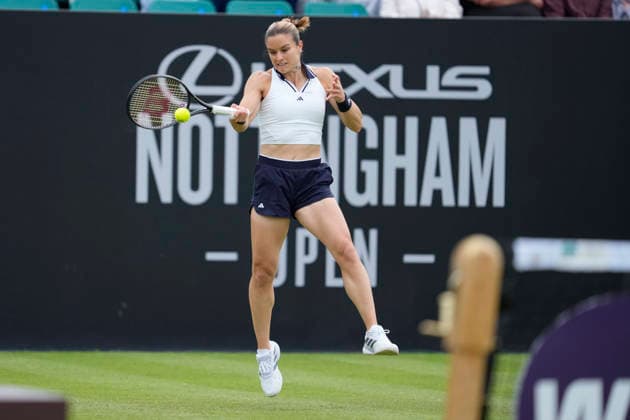 Lexus Nottingham Open - Day One Maria Sakkari of Greece in action during her Round of 32 match at the 2026 Lexus Nottingham Open Women s tennis tournament at the Nottingham Tennis Centre in Nottingham, England, on June 15, 2026. Nottingham United Kingdom  Copyright: xOwenxHammondx originalFilename:hammond-2026lexu260615_npJ0J.jpg