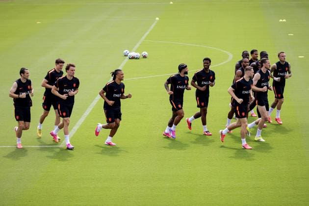 DALLAS - The players during a training session of the Dutch national team, Nationalteam on the grounds of Southern Methodist University, on June 15, 2026, in Dallas. The Dutch team is preparing for the World Cup match against Sweden. ROBIN VAN LONKHUIJSEN ANP xVIxANPxSportx xxANPxIVx 561097265 originalFilename: 561097265.jpg