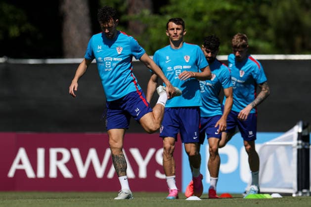 Croatia Training And press conference, PK, Pressekonferenz - FIFA World Cup, WM, Weltmeisterschaft, Fussball 2026 Ivan Perisic and Ante Budimir of Croatia during the training session at training centre at Episcopal High School on June 15, 2026 in Alexandria, Virginia.  IgorxKralj PIXSELL